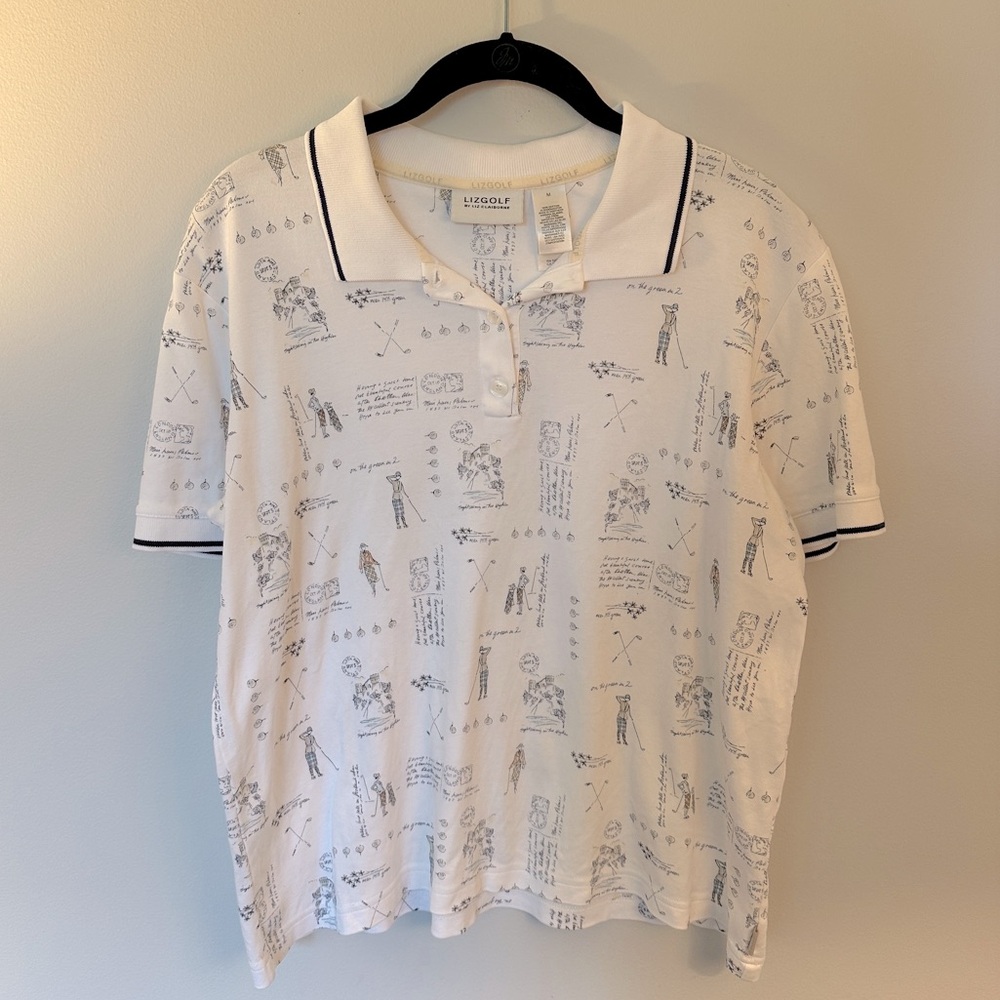 LizGolf Collared Golf Themed Short Sleeve Shirt - Ladies Medium